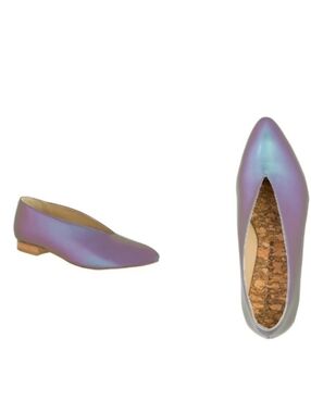 Iridescent Purple Pointed Toe Women's Flat- Vegan Leather